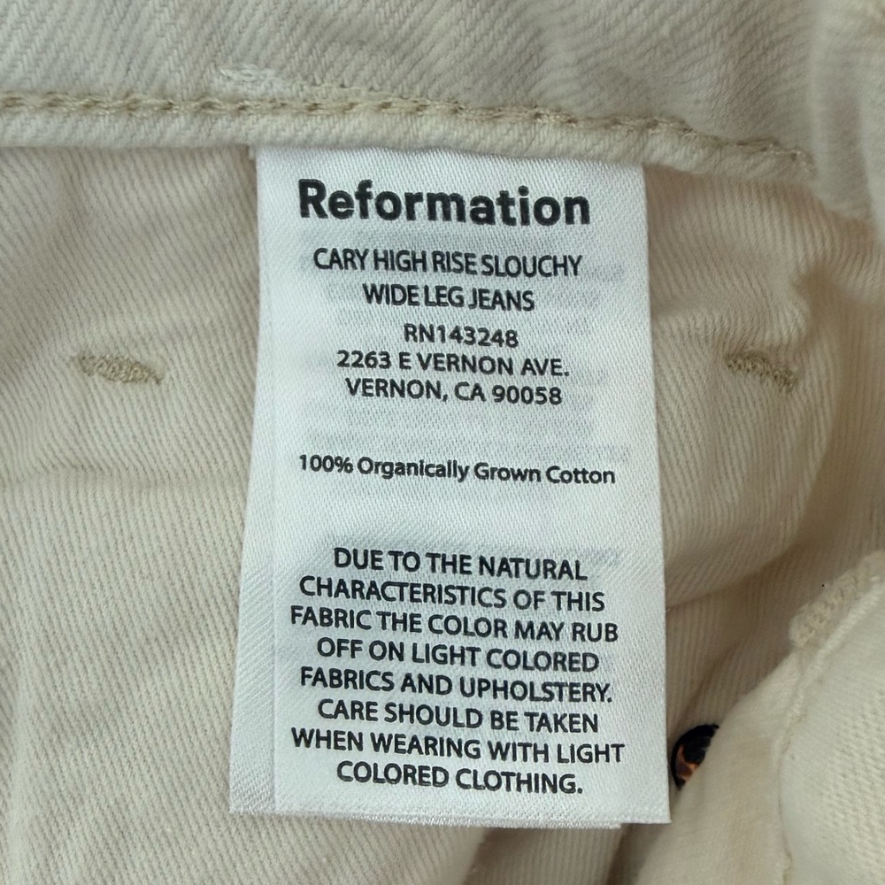 Reformation Cary High Rise Slouchy Wide Leg Jeans in Fior Di Latte (US 4/27) - Picture 6 of 6